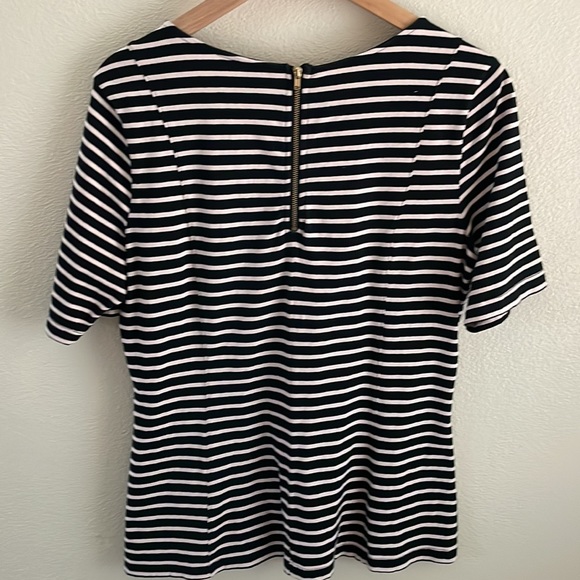 H&M striped scoop neck peplum top | black and white | size large - Picture 3 of 6